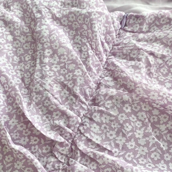 NWT Red Dress Boutique Purple Puff Sleeve Dress w/ Lace Up Open Back - Picture 12 of 16